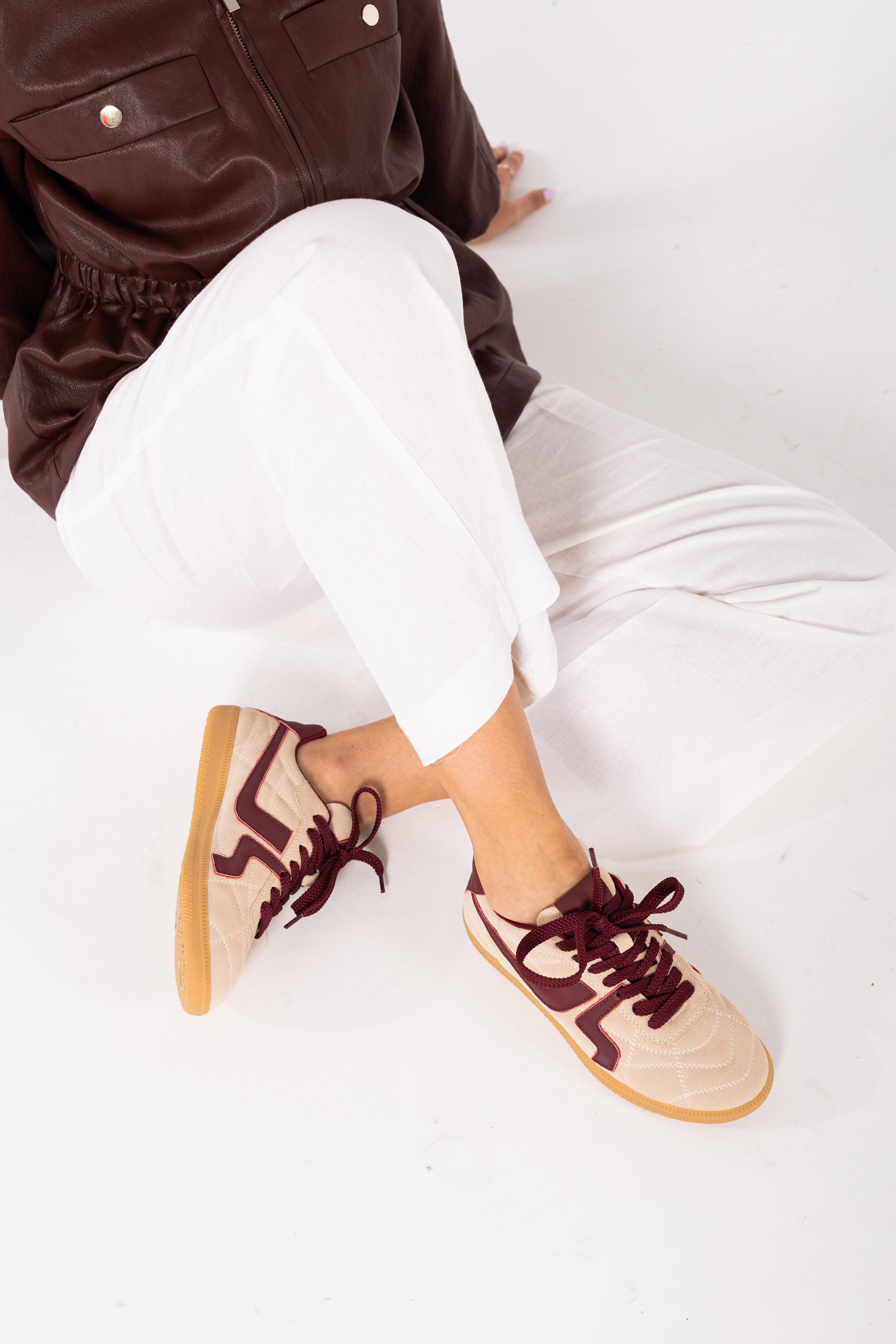 SAPATILHAS ABF-97 SASHA BEIGE/BORDEAUX